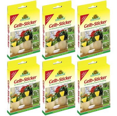 6er Set Neudorff® Gelb-Sticker zur Bekämpfung fliegender Schädlinge 6 x 10 Stück