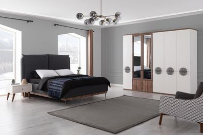 Modernes Schlafzimmer Set Designer Doppelbett Kleiderschrank Nachttische