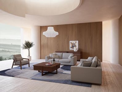 Wohnzimmer Grau Sofagarnitur 2x Sofas Zweisitzer Design Sessel Luxus Einrichtung