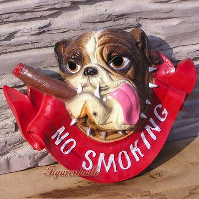 Bulldogge no Smoking Schild Rauchen Verboten Verbotsschild Deko USA Restaurant Lockal