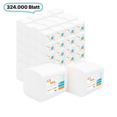 Toilettenpapier Einzelblatt, 2-lagig, 1440 Pak, 324.000 Blatt gesamt, 9000 Blatt/ Pak