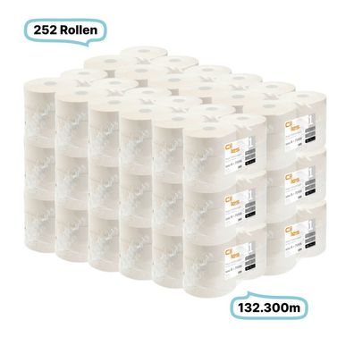 Toilettenpapierrollen JUMBO, 1-lagig, 252 Rollen, 132.300m gesamt, 525m/ Rolle, Natur