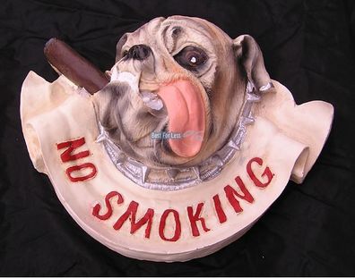 Bulldogge no Smoking Schild Rauchen Verboten Verbotsschild Deko USA Restaurant weiß