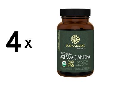 4 x Sunwarrior Organic Ashwagandha (30 vcaps) Unflavoured