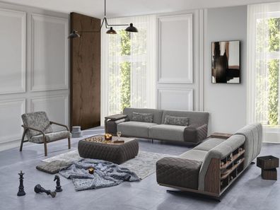 Modern Sofagarnitur 3tlg 2x Sofa Dreisitzer Sessel Polstermöbel Wohnzimmer