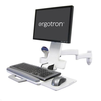 Ergotron Serie 200 Combo schwenkbarer Monitor Wandhalter mit Tastaturablage (45-...