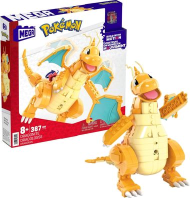 Mattel Pokémon Dragonite Bauset MEGA BLOCK Bausteine Klemmsteine Drache Glumanda