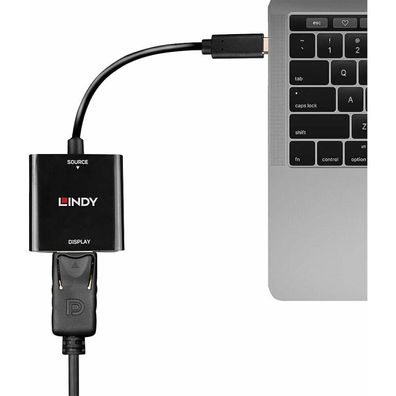 USB Konverter, USB-C Stecker > DisplayPort Buchse (schwarz, 21cm, 4K 144Hz)