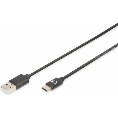 USB A zu USB-C-Kabel Digitus AK-300154-018-S Schwarz 1,8 m