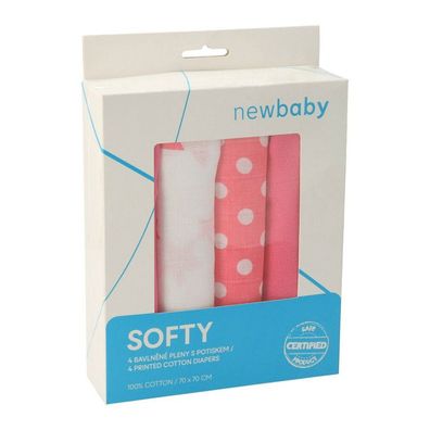 Neu Baby Softy gedruckt Baumwolle Windeln 70 x 70 cm 4 Stück rosa und weiß