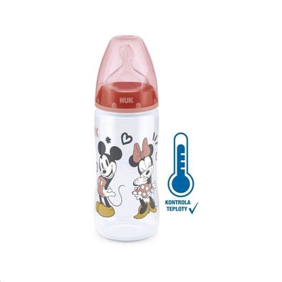 NUK Disney Mickey Babyflasche mit Temperaturregler 300ml rot