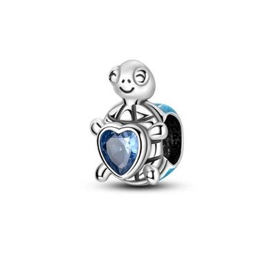 Charms Anhänger Charm kompatibel für Pandora 925 Sterling Silber süße Schildkröte mit