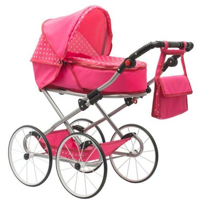 Baby Retro 2in1 New Baby Anetka Puppe Kinderwagen rosa mit Polka Dots