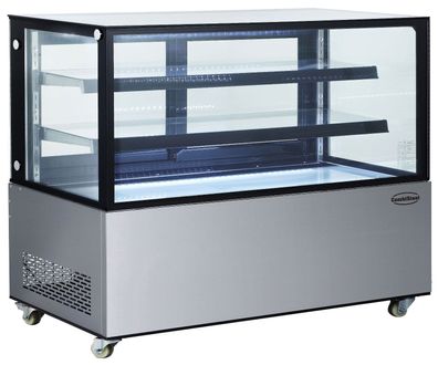 Kühlvitrine rechteckig Glasvitrine kalt Schwarz Edelstahl Kühlschrank