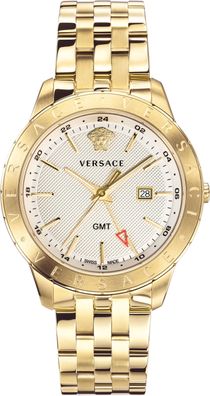 Versace VEBK00518 Univers GMT weiss gold Edelstahl Armband Uhr Herren NEU