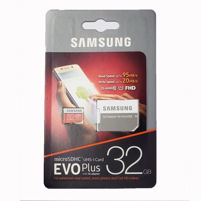 Original Samsung Evo Plus Micro SD SDXC 32GB Speicherkarte inkl. SD Adapter