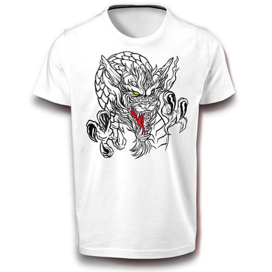 Monster Drache Mythologie T-Shirt 122-3XL Baumwolle Fun Echse Mischwesen Reptil