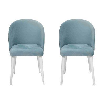 Modern Esszimmer Holz 2x Stühle Blau Ohne Armlehne Neu Design Polster Stuhl