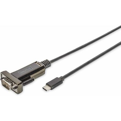 USB 2.0 Adapterkabel, USB-C Stecker > RS232 Stecker (schwarz, 1 Meter)