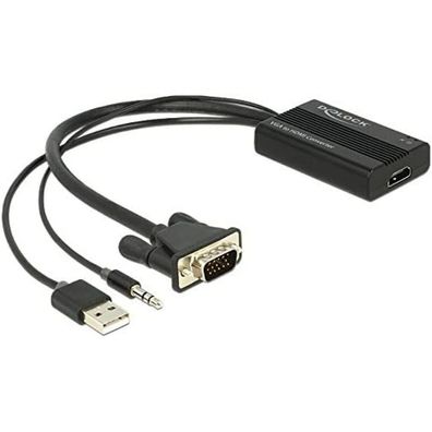 Delock 62597 Cable Adapter / Adapter Vga, 3-pin, Usb A Hdmi Black