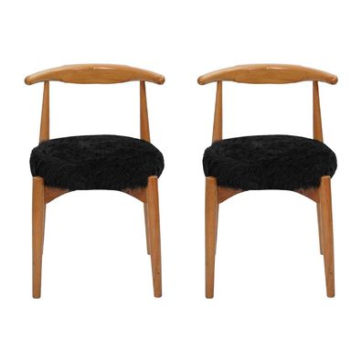 Luxus Esszimmer Holz 2x Stühle Braun Ohne Armlehne Design gepolsterter Stuhl