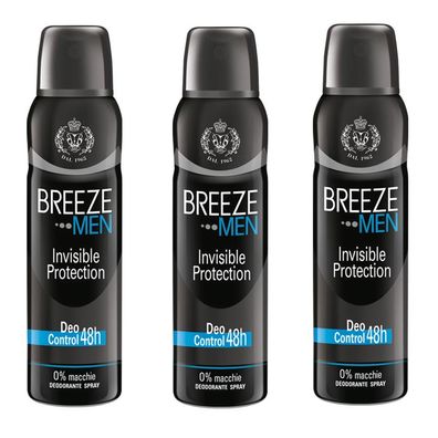 Breeze men Invisible Protection deo 48h für Herren 3x 150 ml ohne Aluminiumsalze