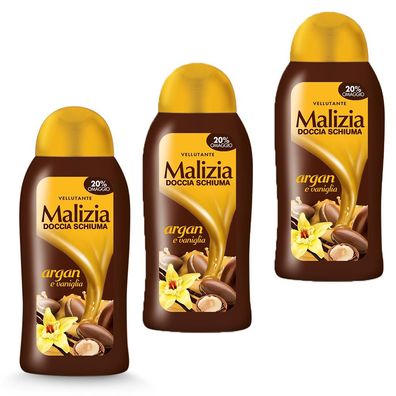 Malizia Duschgel Argan und Vanille 3x 300 ml nutritiv und samtig