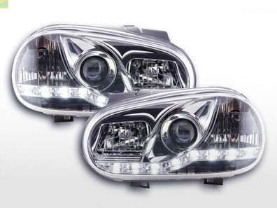 Scheinwerfer Set Daylight LED Tagfahrlicht VW Golf 4 97-03 chrom