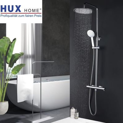 HUX Home thermostatische Duscharmatur mit Regendusche & Sicherheitssperre bei 38°C