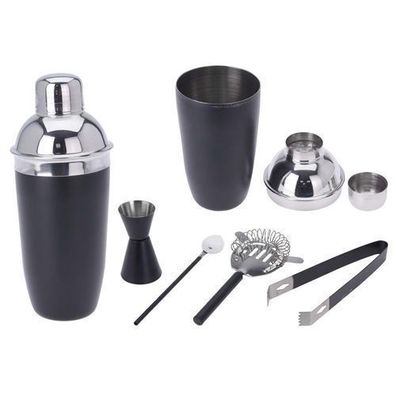 Cocktailset aus Edelstahl schwarz 5-teilig matt Barset Shaker Set Metall Modern Loft