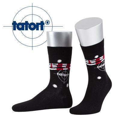 Tatort-Socken, mit Motiv Schusslöcher Made in Germany