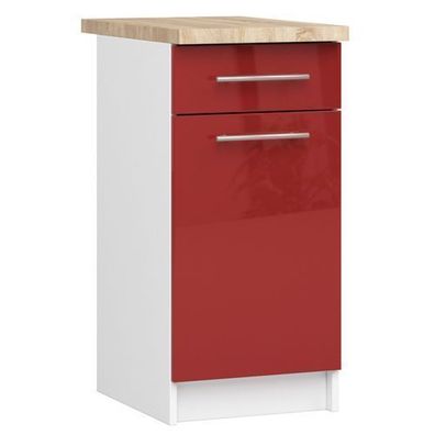 Küchenschrank AKORD OLIWIA modular S40 Weiß 40 cm Front Rot Glanz B40 x H85 x T46 cm