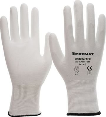 Handschuhe Whitestar NPU Gr.9 (XL) weiß EN 388 PSA II Nyl.m. PU PROMAT