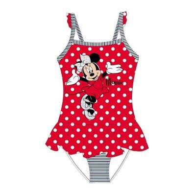 Minnie Maus Badeanzug für Mädchen | Rot mit Weißen Punkten | 104-134
