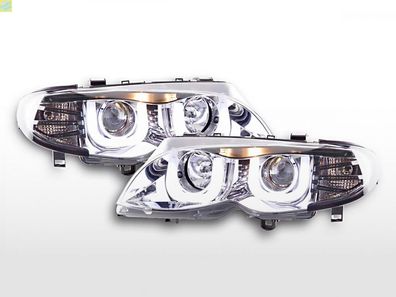 Scheinwerfer Set Daylight LED TFL-Optik BMW 3er E46 Limo/ Touring 02-05 chrom für Rec