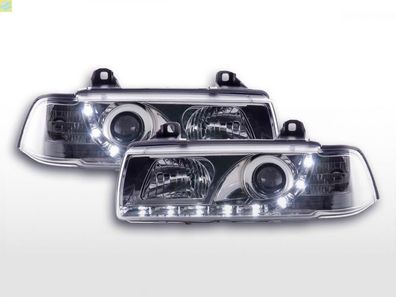 Scheinwerfer Set Daylight LED Tagfahrlicht BMW 3er E36 Coupe/ Cabrio 92-98 chrom für