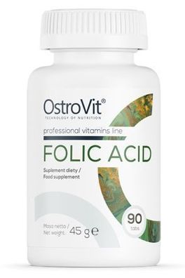 OstroVit Folsäure, 90 Tabletten - Vitamin B9 Ergänzung