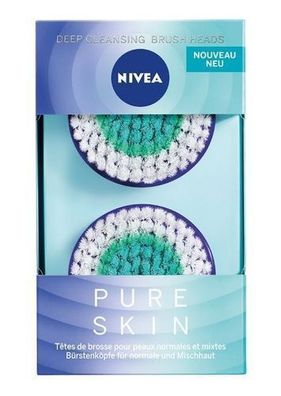 Nivea Pure Skin, Ersatzbürstenkopf, 2er Pack - Tiefenreinigung für strahlende Haut