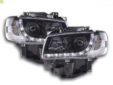 Scheinwerfer Set Daylight LED TFL-Optik VW Bus Typ T4 96-03 schwarz