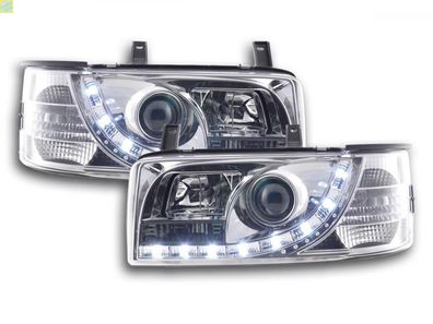 Scheinwerfer Set Daylight LED TFL-Optik VW Bus Typ T4 90-96 chrom für Rechtslenker