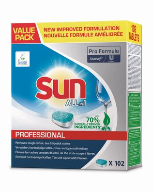 Diversey 101102502 Sun Professional All-in-1 Extra Power Tabs - 102 Stück