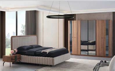Exklusives Schlafzimmer Set Bett 2x Nachttische und Kleiderschrank 4tlg