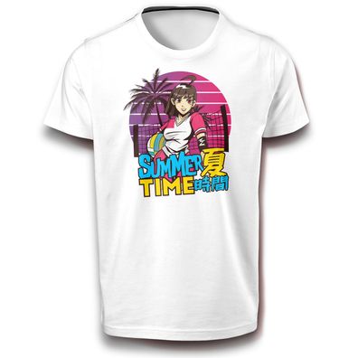 Sommerzeit Japanisches Anime Mädchen Manga Sport Strand Japan T-Shirt Baumwolle DTF