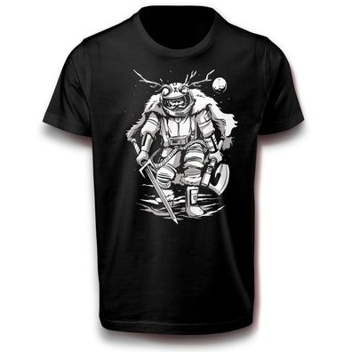 Wikinger im Schnee Astronaut Raumfahrer Mond Sterne Fun T-Shirt Baumwolle Thor Odin