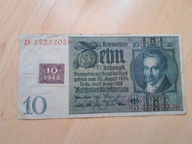 10 Kuponmark DDR 1948 Ostmark Reichsmark
