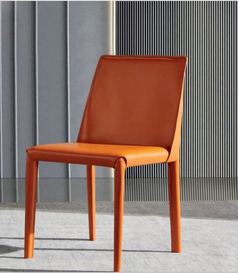 Oranger Kunstlederstuhl Esszimmermöbel Moderne Stühle Holzgestell Neu