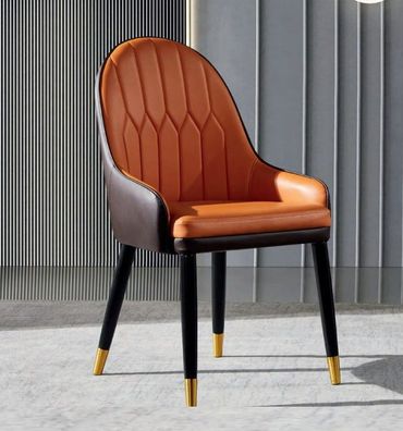 Braun-Orange Esszimmerstühle Designer Holzstühle Moderner Lehnstuhl