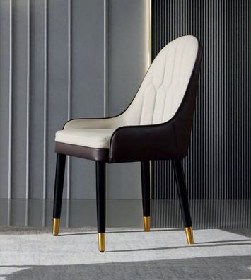 Schwarz-Weißer Esszimmerstuhl Design Kunstlederstühle Moderne Holzstühle
