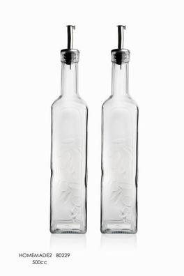 Ölflasche Ölspender Glas 2x 500 ml mit Ausgießer Essig Öl Spender Flasche