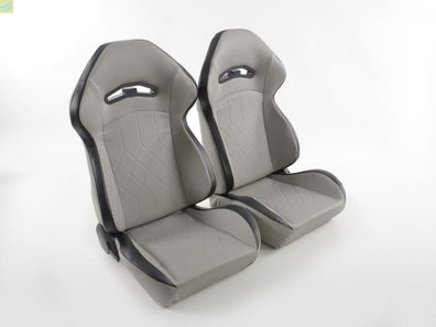FK Sportsitze Auto Halbschalensitze Set Kunstleder grau Naht schwarz